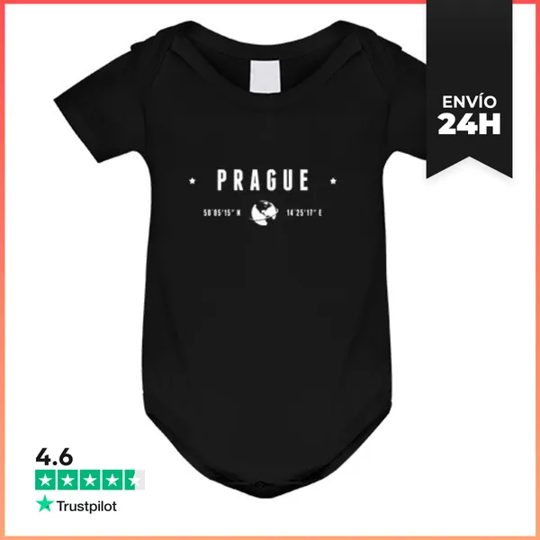 Body Bebé Texto Blanco De Praga Coordenadas Geográficas