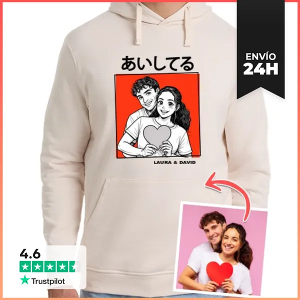Sudadera Unisex Con Capucha Efecto Manga Sudadera Te Quiero Foto