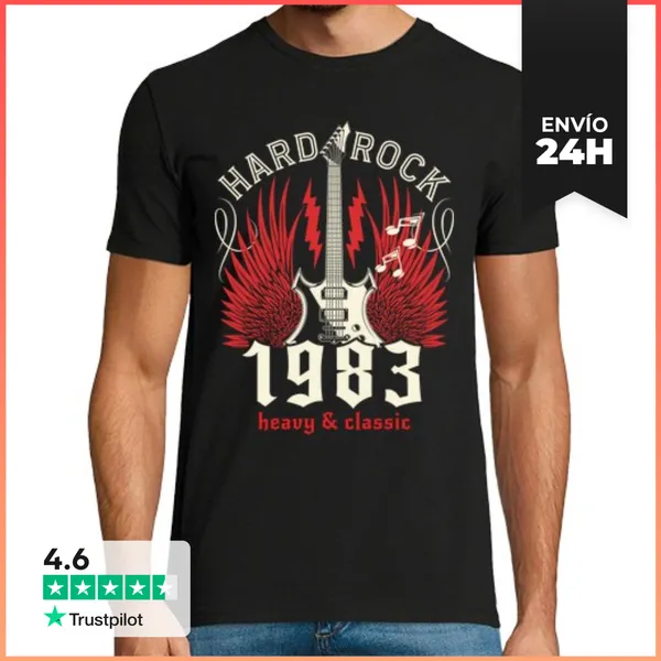Camiseta Hombre Clásica Músico De Hard Rock 40 Años Cumpleaños