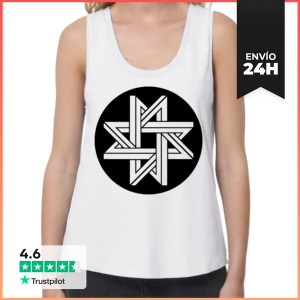 Camiseta Mujer Sin Mangas, Loose Fit Estrella De Geometría