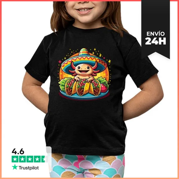 Camiseta Clásica Para Niños Tacolotl Gracioso Ajolote Mexicano