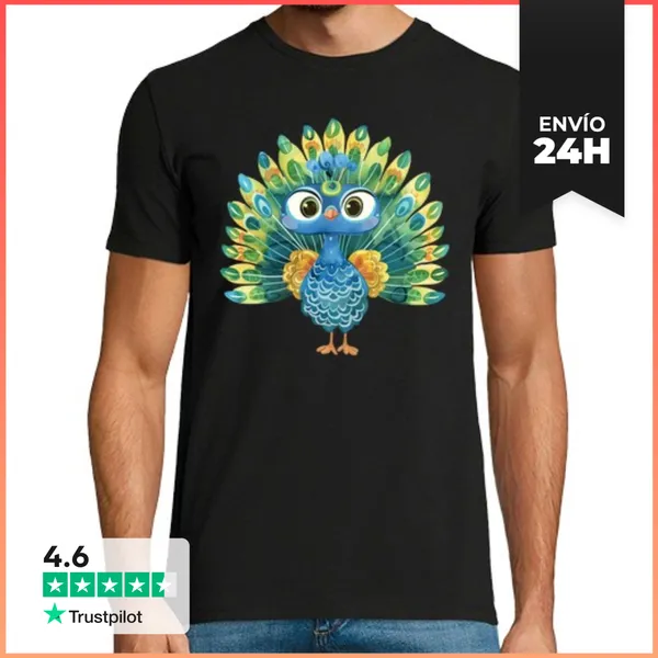 Camiseta Hombre Clásica Magnífico Pavo Real LaTostadora