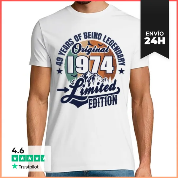 Camiseta Hombre Clásica 49 Años - Edición Limitada 1974