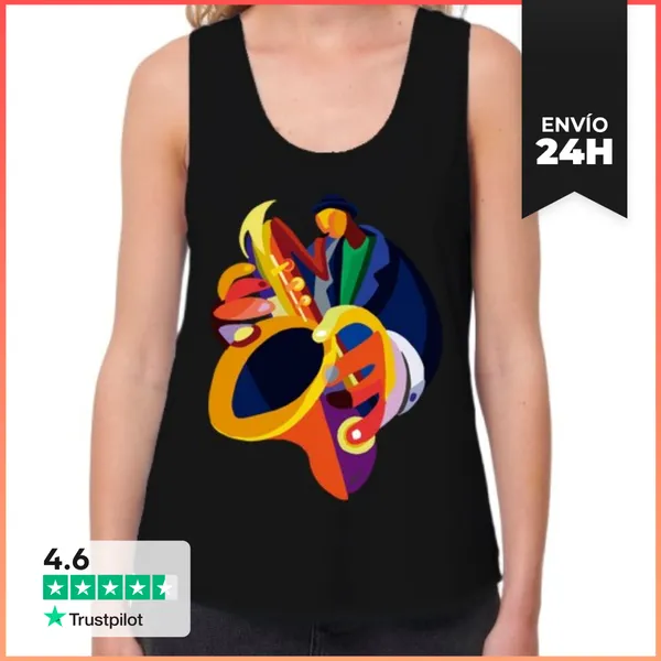 Camiseta Mujer Sin Mangas, Loose Fit Saxo Colores LaTostadora