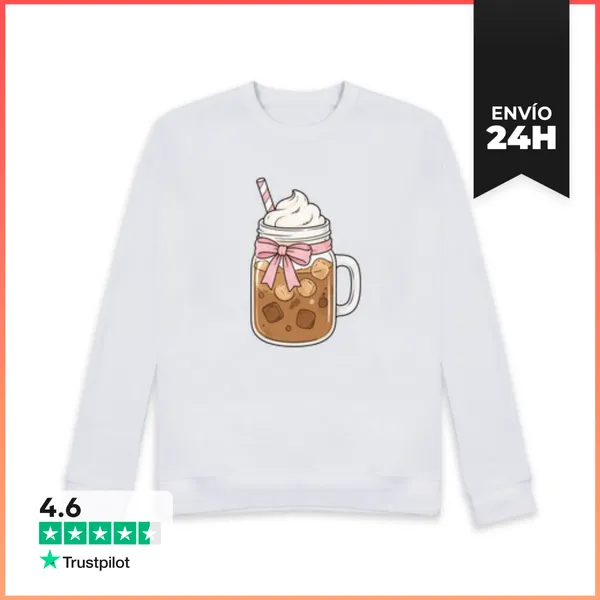 Sudadera Unisex Tarro De Cristal Café Helado Con Chantilly Y Lazo