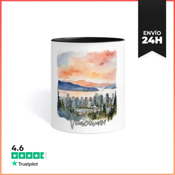 Taza De Colores Acuarela De Vancouver, Vancouver Canadá