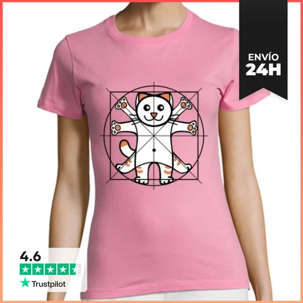 Camiseta Mujer Clásica Vitruvian Cat LaTostadora