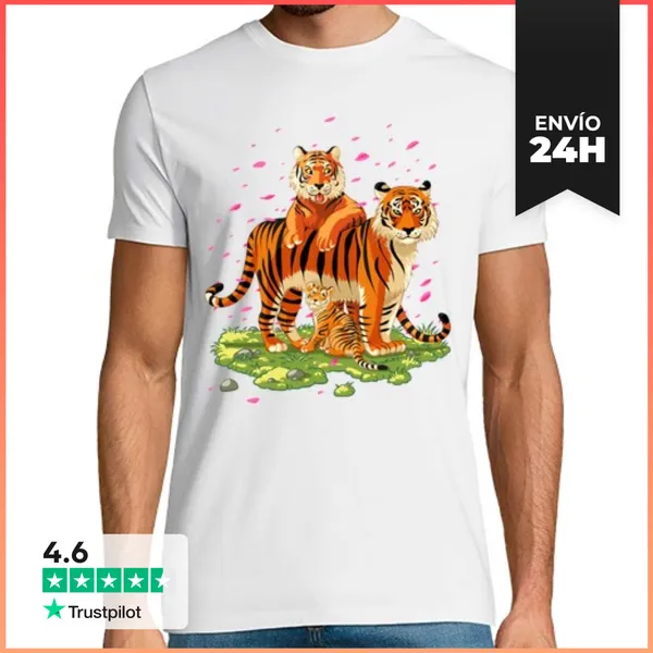 Camiseta Hombre Clásica Familia Tigre LaTostadora