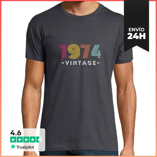 Camiseta Hombre Clásica Vintage 1974 - Cumpleaños 1974