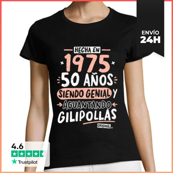 Camiseta Mujer Clásica 1975 50 Años Siendo Genial Y...