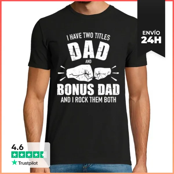Camiseta Hombre Clásica Dos Títulos De Bonificación Papá Y Rock