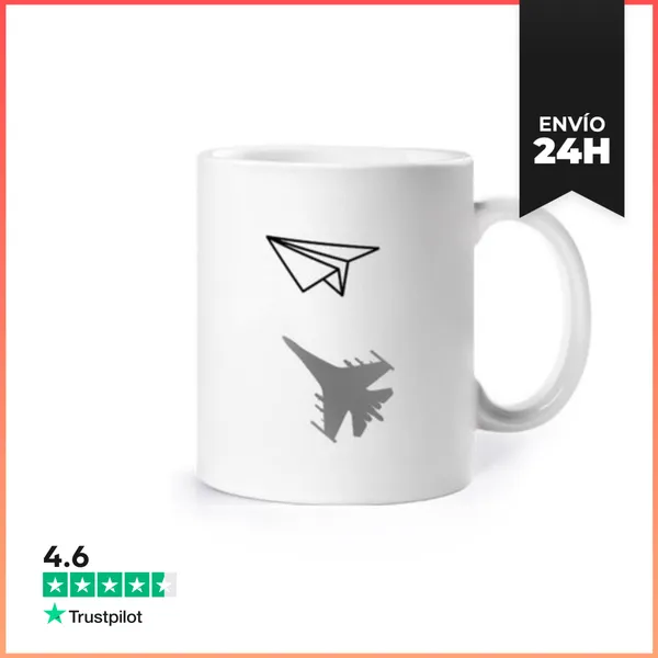 Taza Avión De Combate De Origami Papel Plega LaTostadora