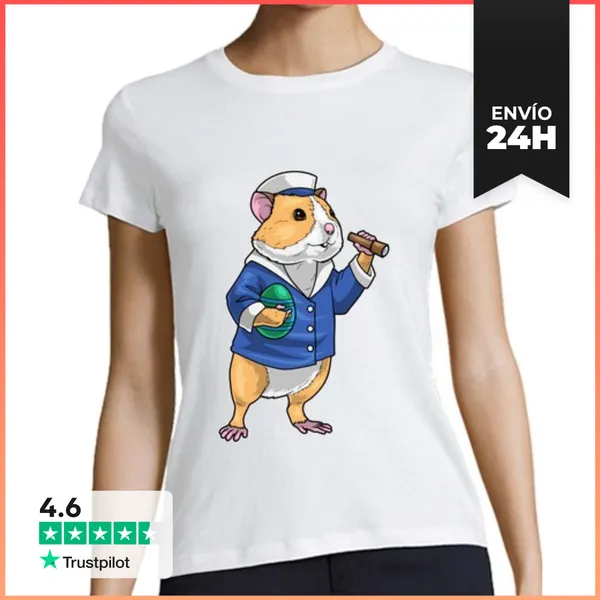 Camiseta Mujer Clásica Hamster Marinero De Pascua LaTostadora