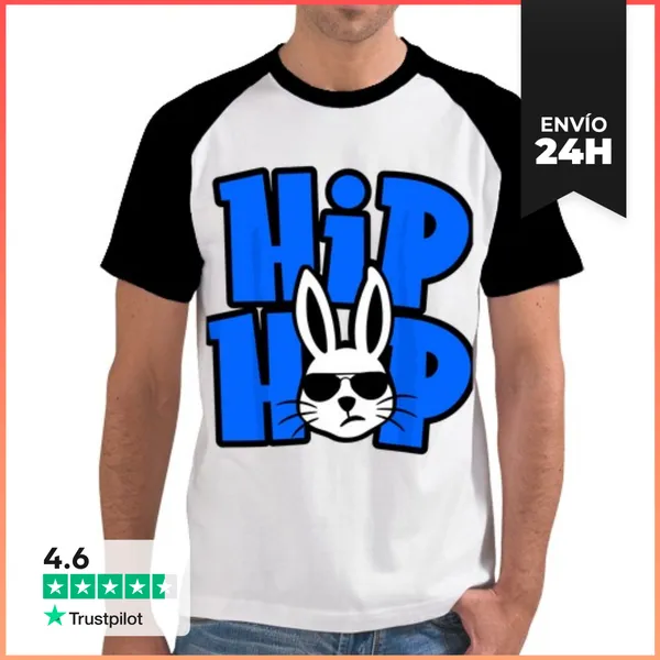 Camiseta Hombre, Estilo Béisbol Conejo De Hip Hop Regalo