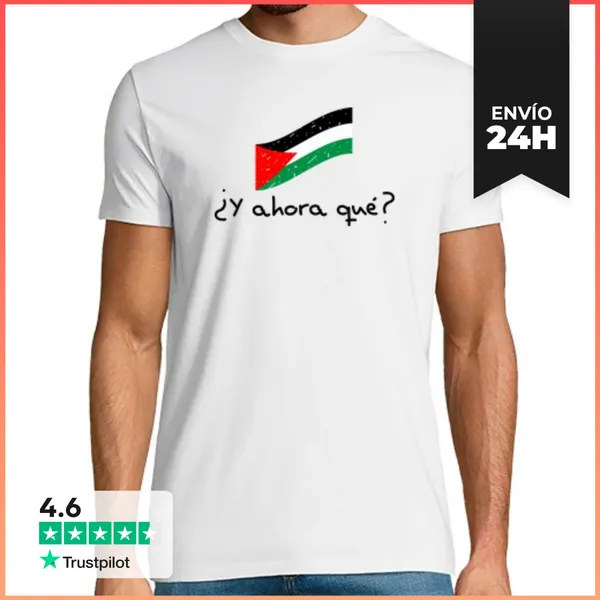 Camiseta Hombre Clásica PALESTINA. Y AHORA QUÉ LaTostadora
