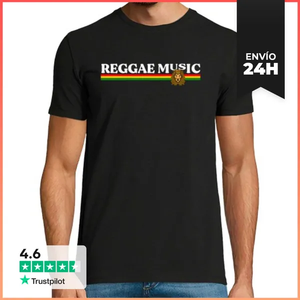 Camiseta Hombre Clásica Reggae Rasta Flag Boombox Jamaica