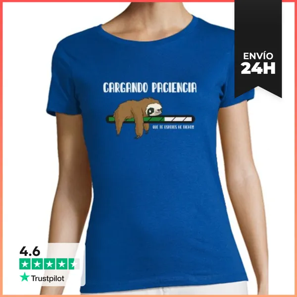 Camiseta Mujer Clásica CARGANDO PACIENCIA QUE TE ESPERES
