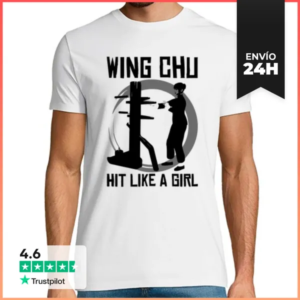 Camiseta Hombre Clásica Wing Chun Golpeó Como Una Niña Niña De