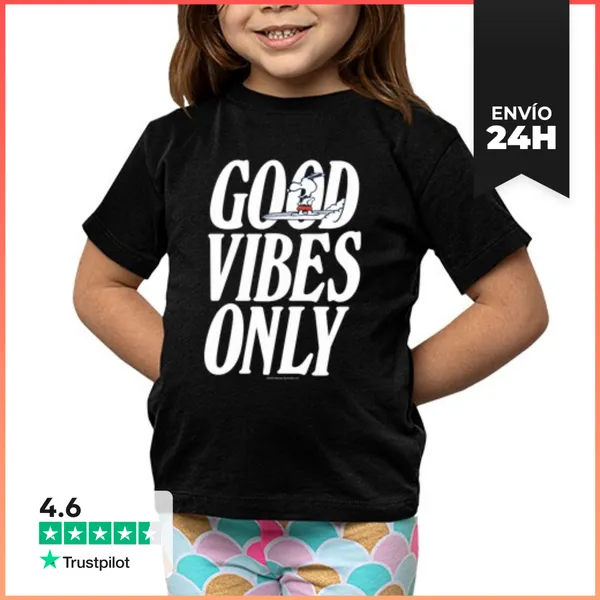 Camiseta Clásica Para Niños Snoopy Good Vibes Only Surf