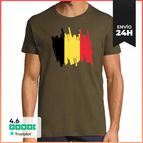Camiseta Hombre Clásica Bandera Bélgica LaTostadora