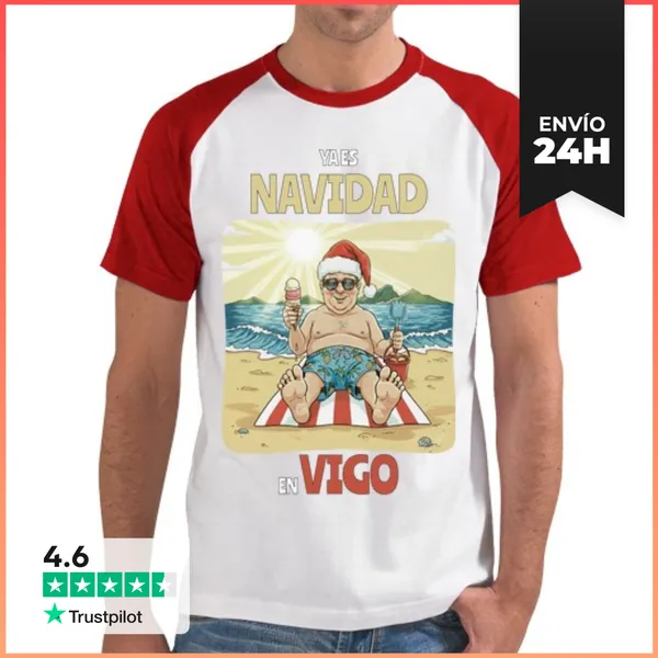 Camiseta Hombre, Estilo Béisbol Camiseta Baseball Ya Es Navidad