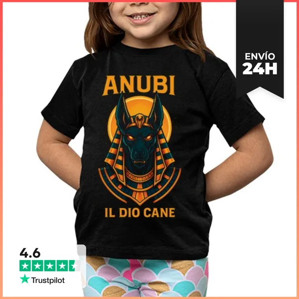 Camiseta Clásica Para Niños Anubis Dios Egipcio Perro Cane Faraón