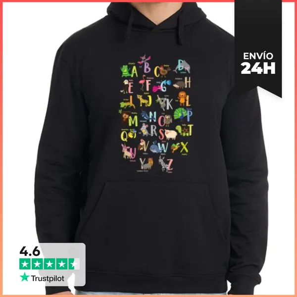 Sudadera Unisex Con Capucha Animales Del Alfabeto Lindos