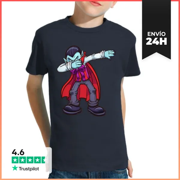 Camiseta Clásica Para Niños Vampiro Baile Dabbing Halloween