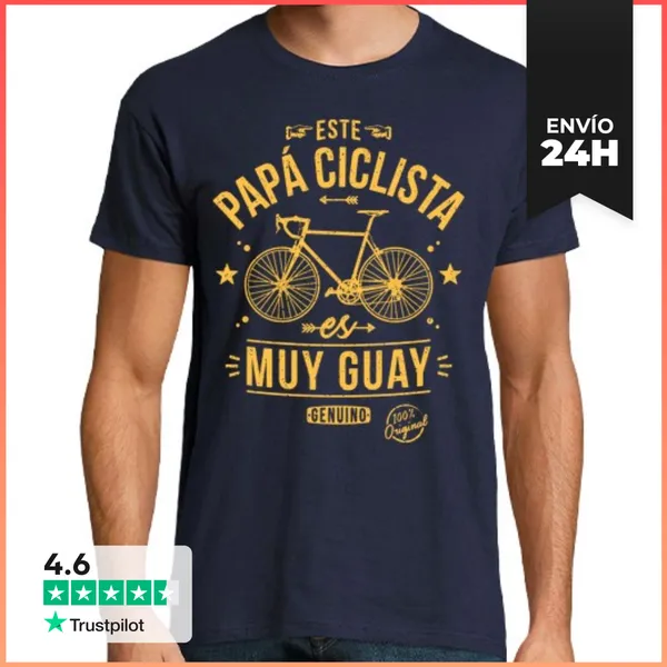 Camiseta Hombre Clásica Este Papá Ciclista Es Muy Guay