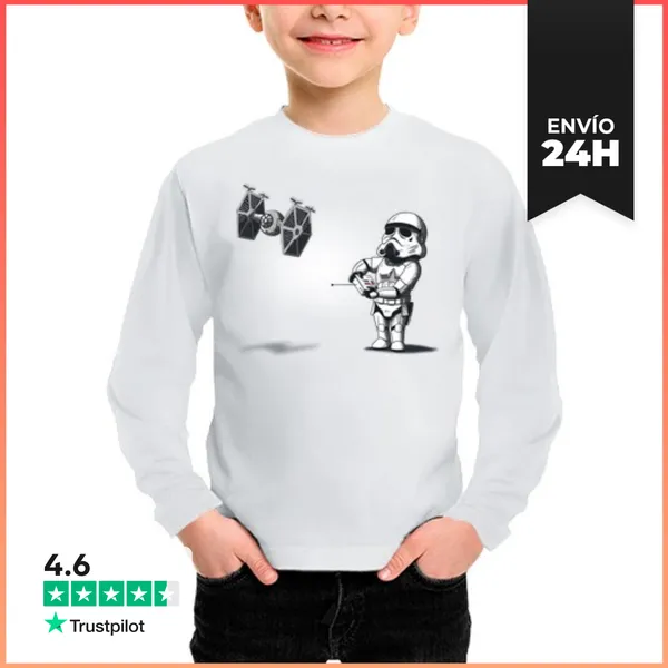 Camiseta Manga Larga Para Niños Drone Starfighter LaTostadora