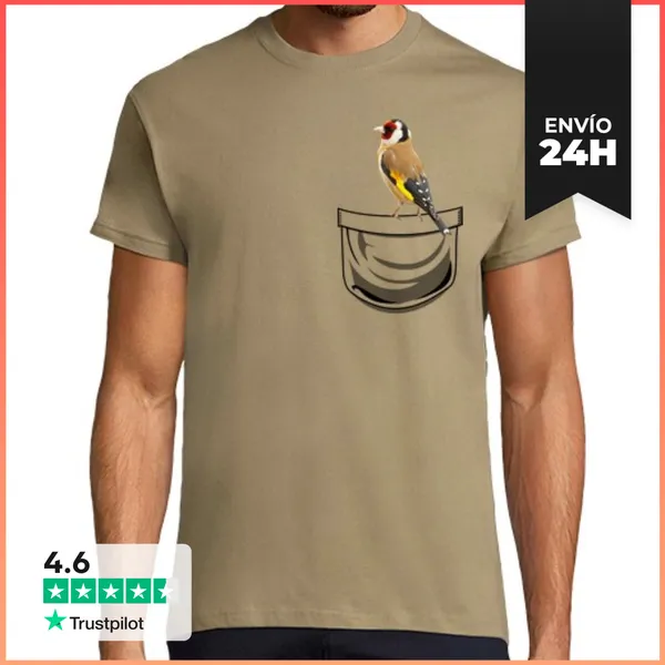 Camiseta Hombre Clásica Jilguero En Bolsillo LaTostadora