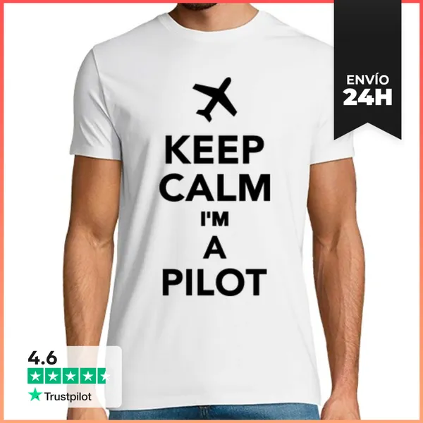 Camiseta Hombre Clásica Mantener La Calma Im Un Piloto
