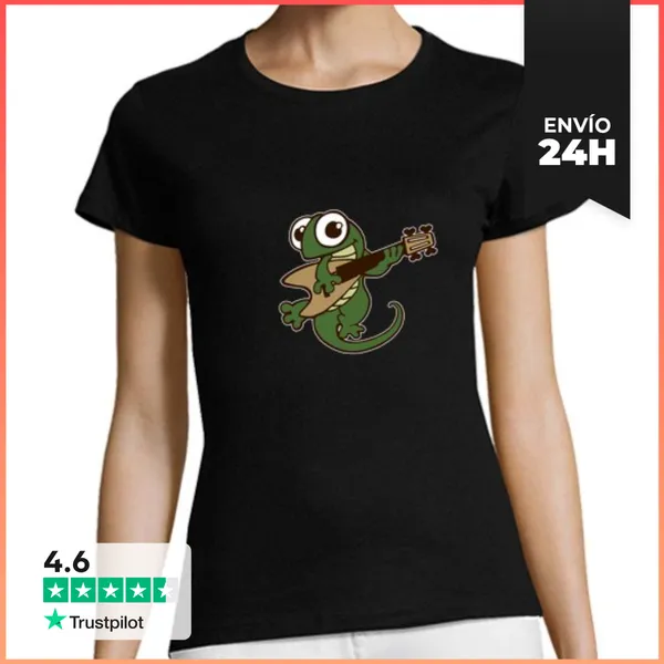 Camiseta Mujer Clásica Guitarra Bajo Lagarto LaTostadora