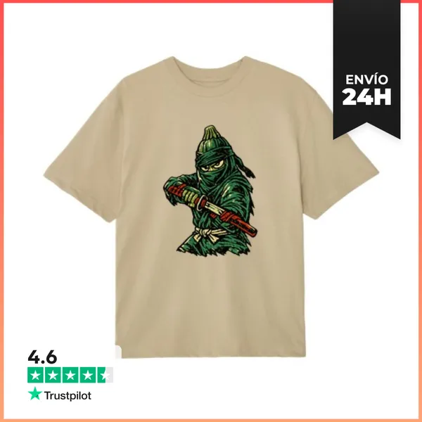 Camiseta Oversize Golpe De Sombra De Calabacín Ninja Luchador