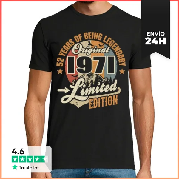 Camiseta Hombre Clásica Edición Limitada 1971 - 52 Años