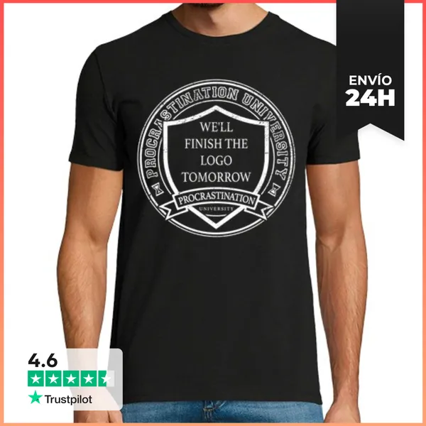 Camiseta Hombre Clásica Procrastination University Logo