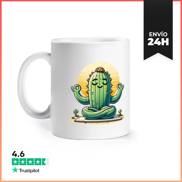 Taza Cactus Meditando Al Atardecer Zen LaTostadora