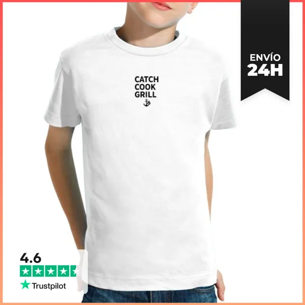 Camiseta Clásica Para Niños Atrapar Cocinar Asar Ancla Y Fuego