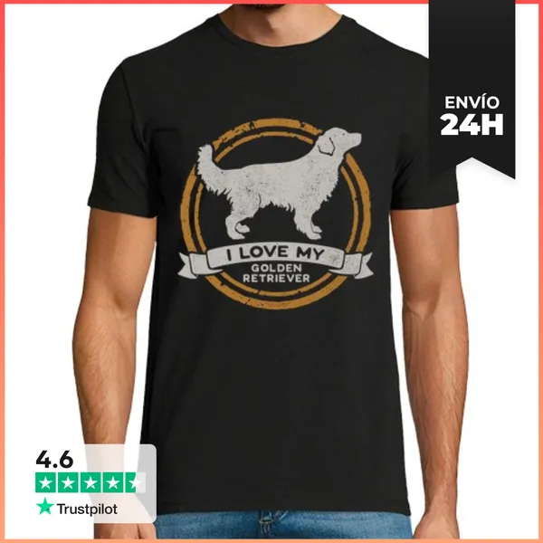Camiseta Hombre Clásica I Love My Golden Retriever Perro