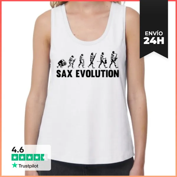 Camiseta Mujer Sin Mangas, Loose Fit Sax Evolution LaTostadora