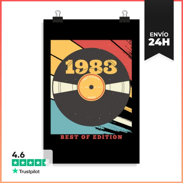 Póster Vertical Mejor De Vinilo Cumpleaños 1983 LaTostadora