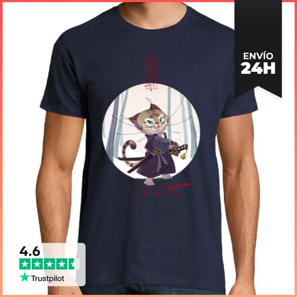 Camiseta Hombre Clásica Samurai Cat LaTostadora