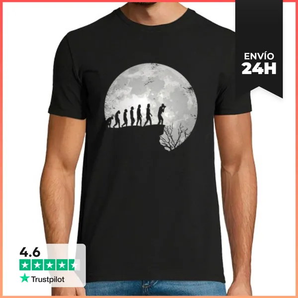 Camiseta Hombre Clásica Fotografía Evolución Fotógrafo Completo