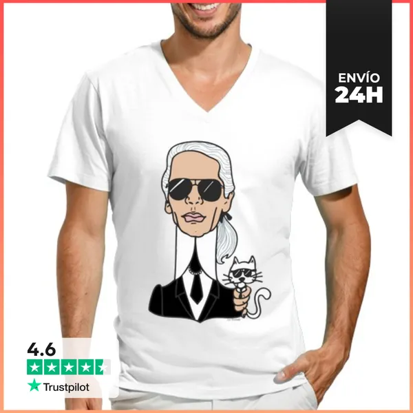 Camiseta Hombre, Cuello Pico Karl Lagerfeld. LaTostadora