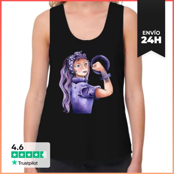 Camiseta Mujer Sin Mangas, Loose Fit Rebelde Y Libre Mujer