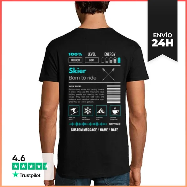 Camiseta Hombre Clásica SKIER 2 - TEXTO PERSONALIZADO LaTostadora