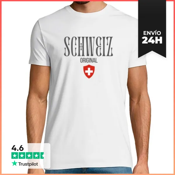Camiseta Hombre Clásica Bandera De Suiza, Orgullo Suizo