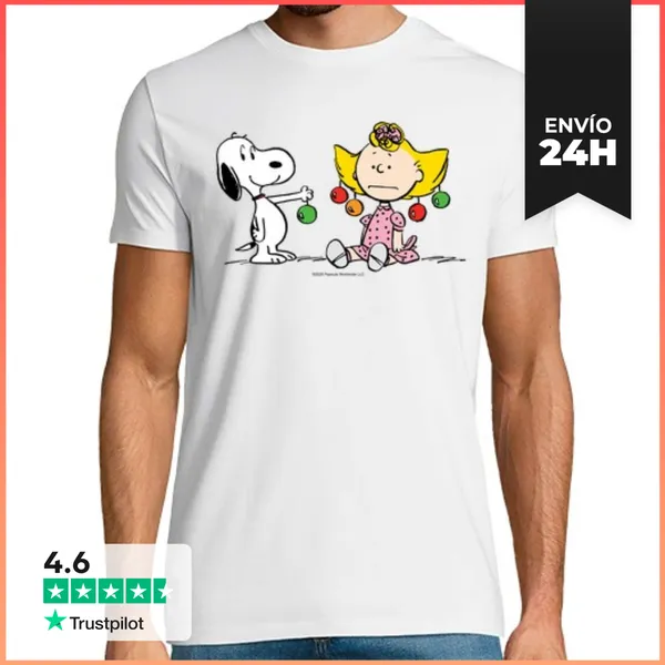 Camiseta Hombre Clásica Sally Brown And Snoopy Christmas
