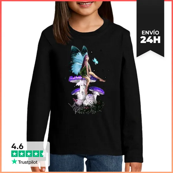 Camiseta Manga Larga Para Niños Fairycore Hada Y Grunge De