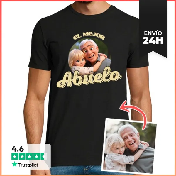 Camiseta Hombre Clásica Efecto Animación 3D El Mejor Abuelo